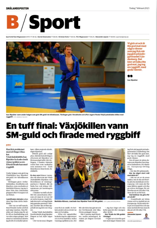 Isac Ripsäter, judo tar en SM-titel